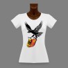 T-Shirt slim moulant pour femme - Aigle et blason Genevois