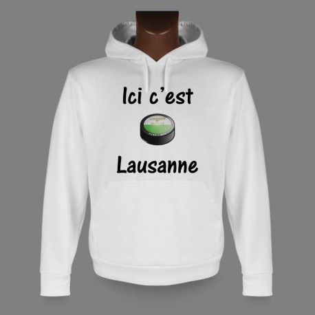 Sweat à capuche - puck de hockey - Ici c'est Lausanne