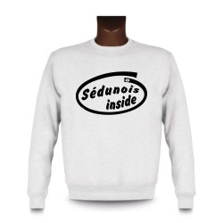 Herren Funny Sweatshirt - Sédunois inside, White