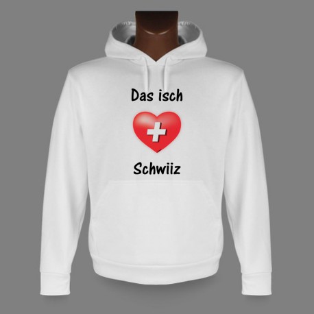 Sweatshirt blanc à capuche - Das isch Schwiiz, pour homme ou femme