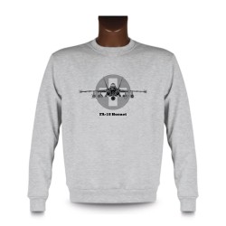 Men's Fashion Sweatshirt - Fighter Aircraft - Swiss FA-18 Hornet, Ash Heater