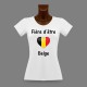 T-Shirt slim moulant pour femme - Fière d'être Belge - coeur Belge