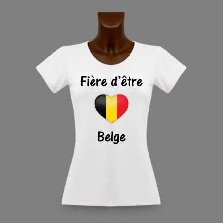 Frauen Slim T-shirt -  Fière d'être Belge - Belgisches Herz