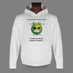 Donna o Uomo Sweat bianco a cappuccio - Alien smiley - Contrôler ma colère