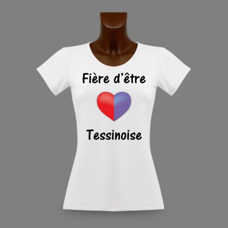 Donna slim T-shirt - Fière d'être Tessinoise - Cuore Ticino