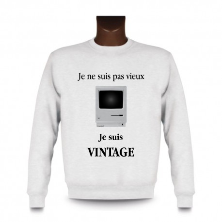 Herren Funny Sweatshirt - Vintage Macintosh, White