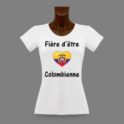 Frauen Slim T-shirt -  Fière d'être Colombienne - Kolumbianisches Herz