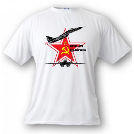 Fighter Aircraft T-shirt - MiG-29 Fulcrum - Color version, White