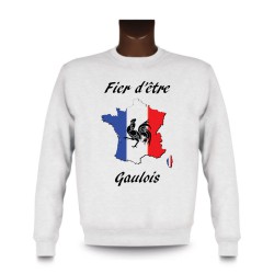Men's Sweatshirt - Fier d'être Gaulois - Gallic rooster, White