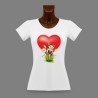 Frauen Slim T-shirt -  Liebe Kuh
