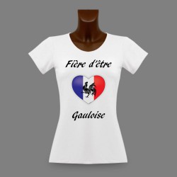 Frauen T-shirt slim -  Fière d'être Gauloise - französichem Herz und Hahn