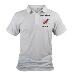 Uomo Polo Shirt - Fier d'être Suisse - coltellino svizzero, Davanti