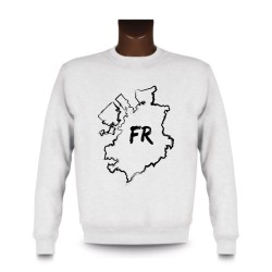 Men's Sweatshirt -  Fribourg brush borders and FR letters, White