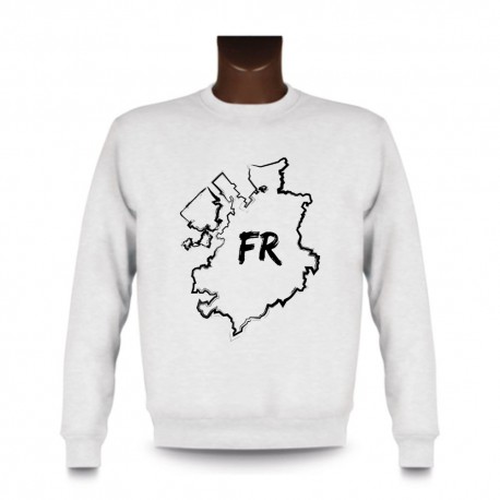 Uomo Sweatshirt -  Fribourg confini pennello e lettere FR, White