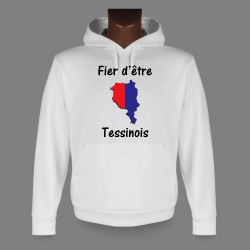 Sweatshirt blanc à capuche - Fier d'être Tessinois