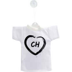 Mini T-Shirt Suisse - Coeur CH - pour votre voiture