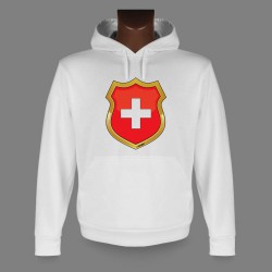 Sweat bianco a cappuccio - stemma di Svizzera