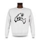 Men's Sweatshirt - Vaud brush borders and VD letters, White