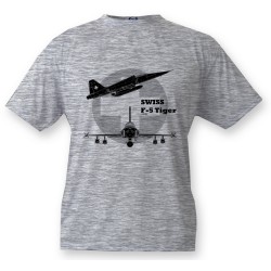 Fighter Aircraft Kids T-shirt - Swiss F-5 Tiger, Ash Heater