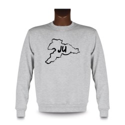 Men's Sweatshirt -  Jura brush borders and JU letters, Ash Heater