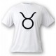 Women's or Men's astrological sign T-shirt - Taurus, White
