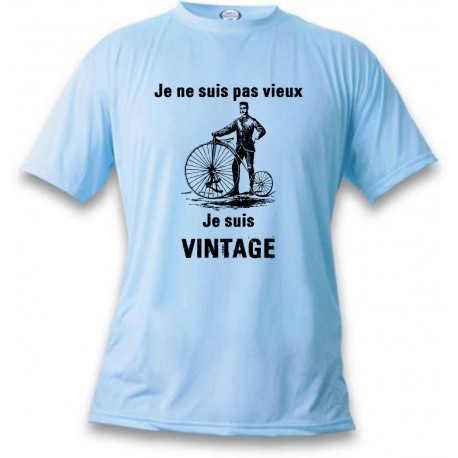 Men's Funny T-Shirt - Vintage Bicycle, Blizzard Blue