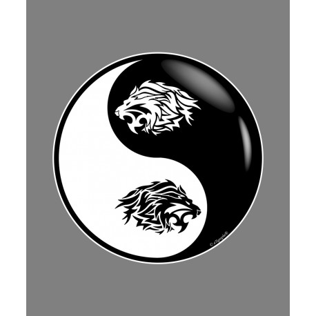 Sticker - Yin-Yang - Tête de Lion Tribal - pour voiture, notebook ou smartphone