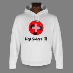 Sweatshirt blanc à capuche football - Hop Suisse