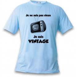 Men's Funny T-Shirt - Vintage Television, Blizzard Blue