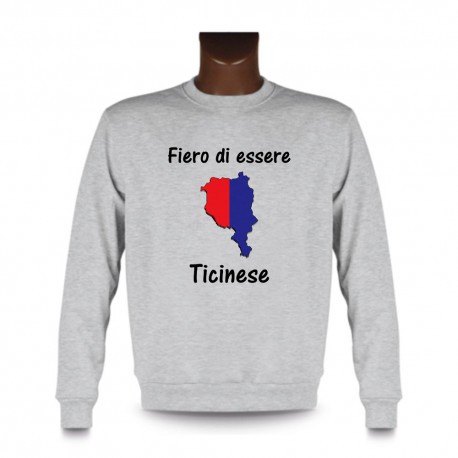 Men's Sweatshirt - Fiero di essere Ticinese, Ash Heater