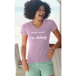 Donna FOTL  cotone T-Shirt - Nobody's perfect, 52-Rosa Pastello