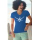 T-shirt coton Dame - Clé de Sol tribal, 51-Bleu Royal
