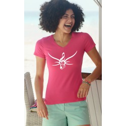 T-shirt coton Dame - Clé de Sol tribal, 57-Fuchsia