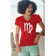 Frauen Baumwolle T-Shirt - Sternbild Jungfrau, 40-Rot