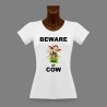 T-shirt slim dame - Beware of Cow