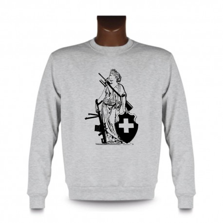 Men's funny Sweatshirt - New Dame Helvetia, Ash Heater