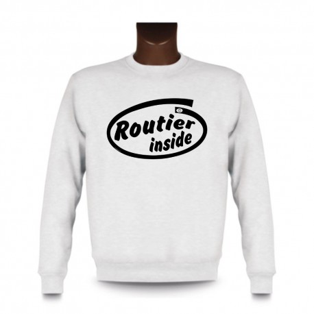 Uomo Funny Sweatshirt -  Routier inside, White