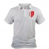 Men's polo shirt illustrated with the Valais canton crest, the Valais flag with 13 stars for the thirteen districts