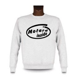 Herren Funny Sweatshirt - Motard inside, White