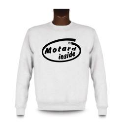 Herren Funny Sweatshirt - Motard inside, White
