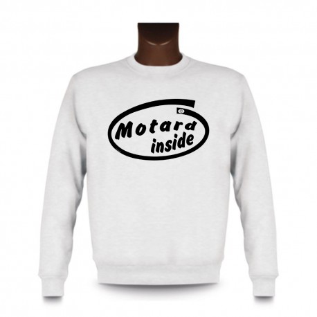 Herren Funny Sweatshirt - Motard inside, White