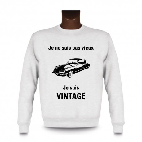 Uomo Funny Sweatshirt - Vintage Citroën DS, White