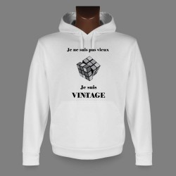 Sweat bianco a cappuccio - Vintage Rubik's cube