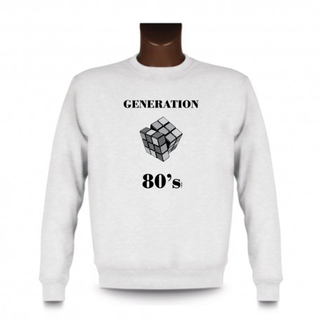 Men's Funny Sweatshirt - Generation eighties, White