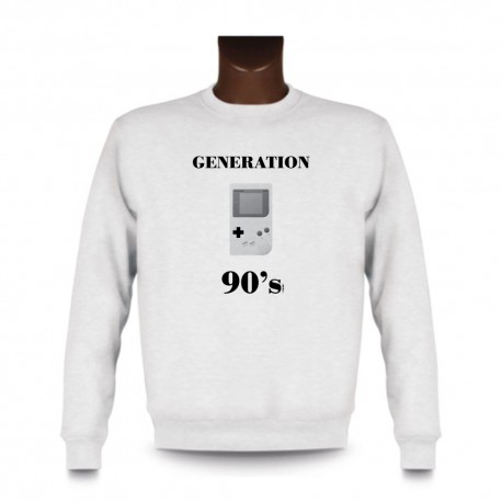 Men's Funny Sweatshirt - Generation nineties, White