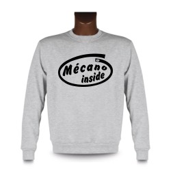 Men's Funny Sweatshirt -  Mécano inside, Ash Heater