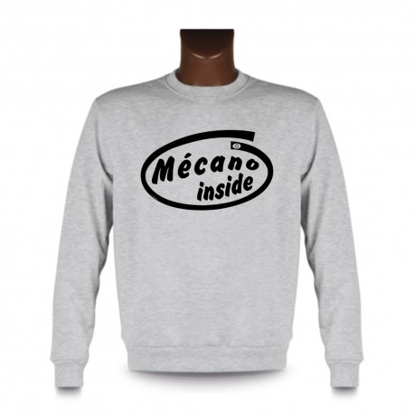 Herren Funny Sweatshirt - Mécano inside, Ash Heater