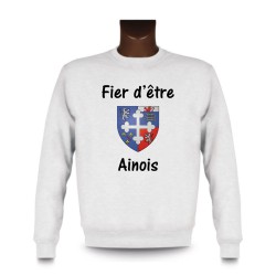 Men's fashion Sweatshirt - Fier d'être Ainois, White