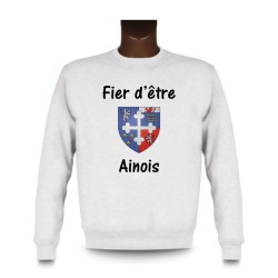 Sweat mode homme -  Fier d'être Ainois, White