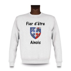 Sweat mode homme -  Fier d'être Ainois, White